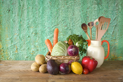 fresh vegetables, healthy food ingredients, free copy space